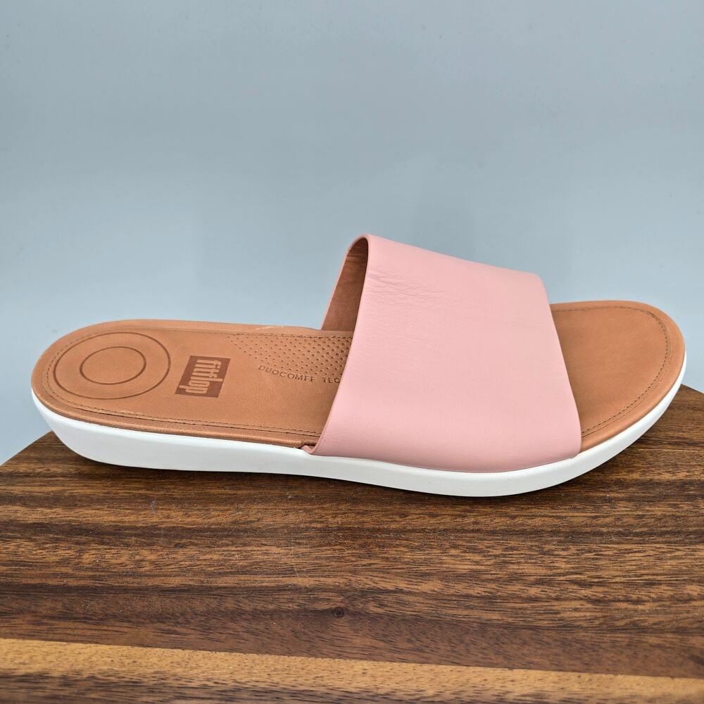 Fitflop Sola Sandals Womens 10 Dusky Pink Leather Slip On Casual Comfort Slides